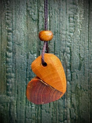 Collier pendentif 2 bois cœur
