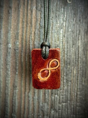Collier pendentif bois et cuivre infini