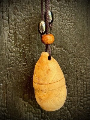 Collier pendentif bois pendule