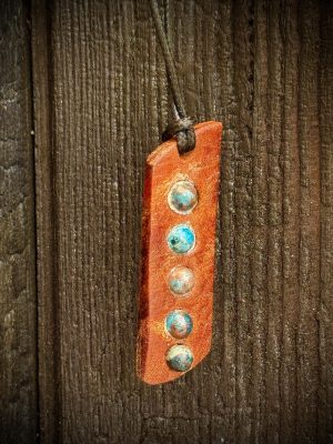 Collier pendentif bois et perles