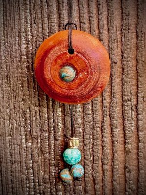 Collier pendentif bois et perle