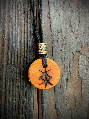 Collier pendentif bois rune