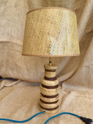 Lampe pied en bois tourné pin
