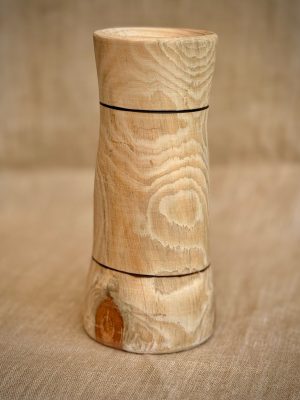 Vase en bois en pin tourné à la main, finition naturelle