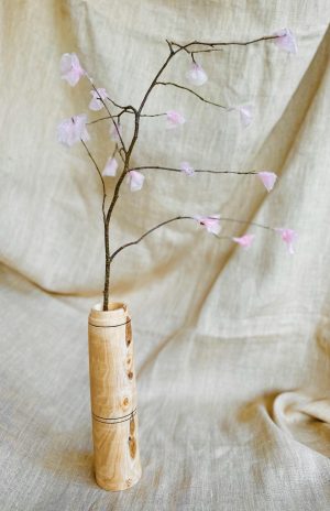 Grand vase en bois tourné ambiance japonaise