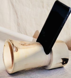 Haut parleur non connecté en bois tourné en noyer