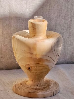 Vase en bois tourné en pin soliflore fleurs fraîches